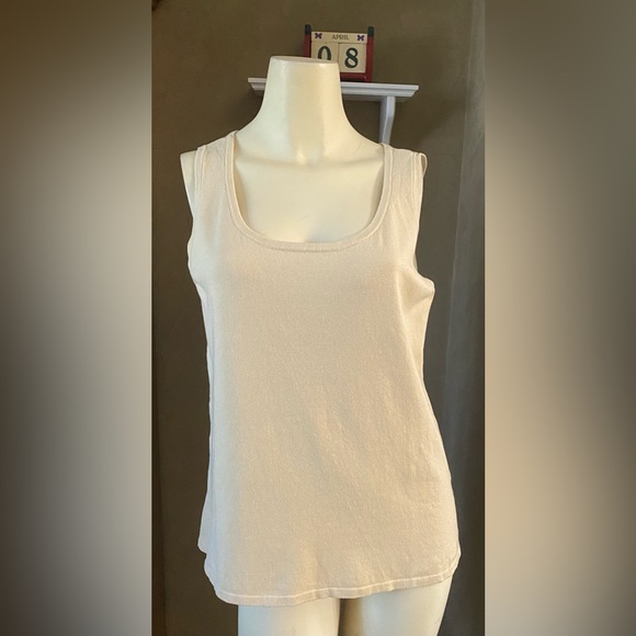 Linea by Louis Dell’ Olio Beige Whisper Knit tank top silk bland women Medium - Picture 1 of 7
